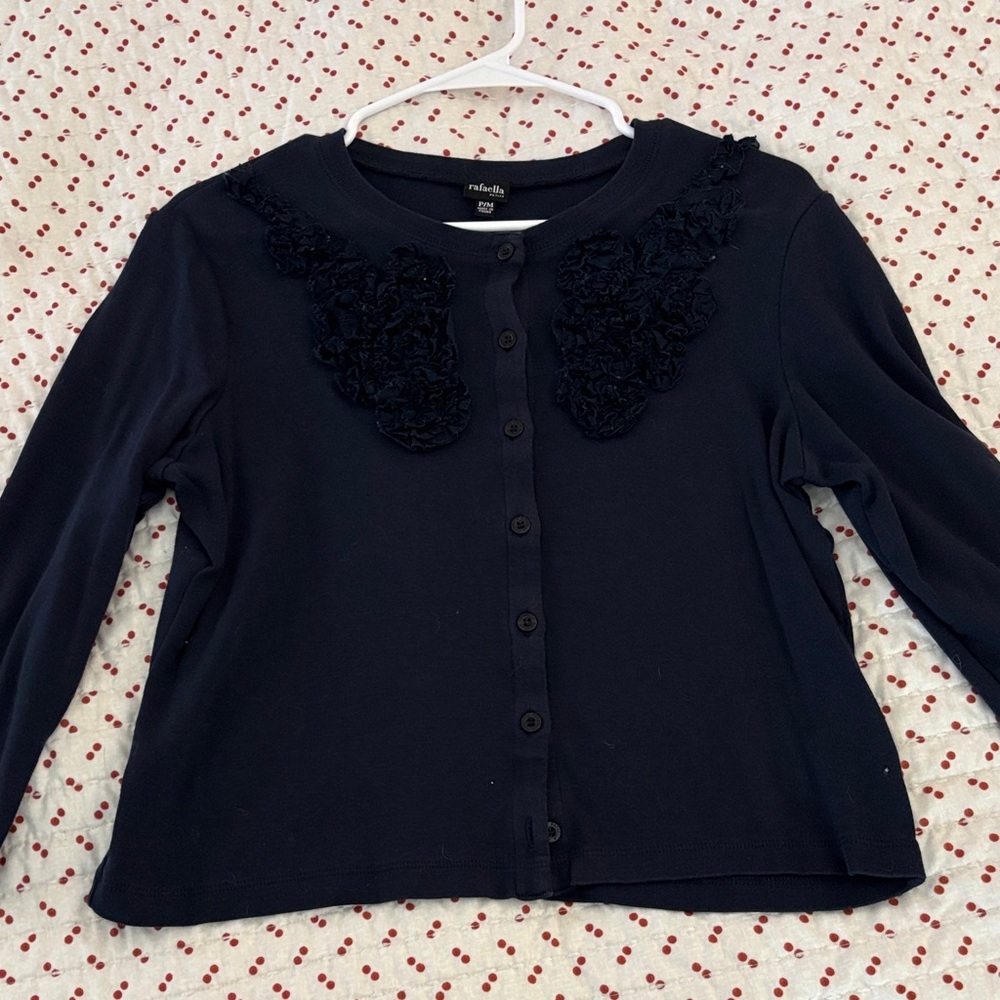 Rafaella Black Cardigan with Floral Accents